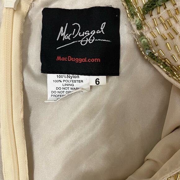 MAC DUGGAL 5420 Beaded Floral V-Neck Cap Sleeve Slit Gown Nude Multi 6 NEW - Picture 7 of 9